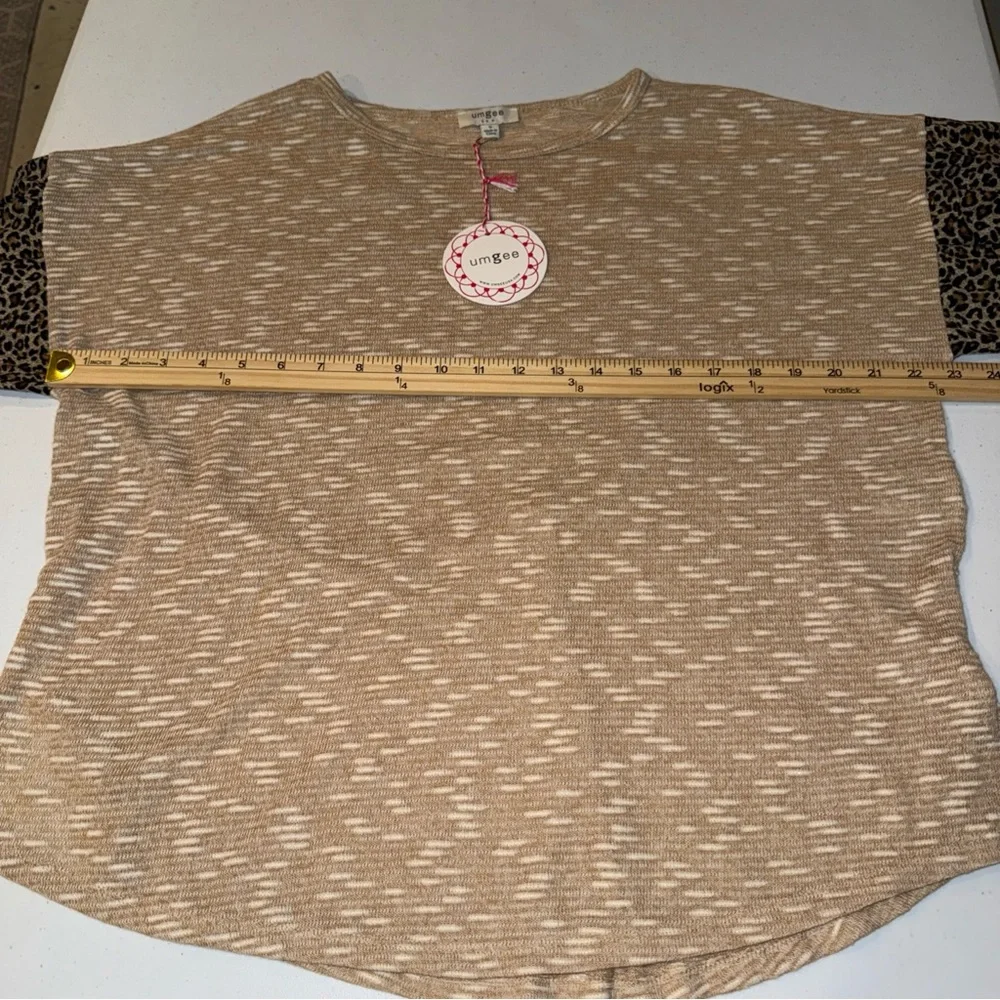 Umgee Size Small New‎ Tunic Leopard Balloon Sleeves Animal Print Boho NWT Deer